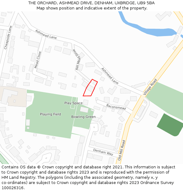 THE ORCHARD, ASHMEAD DRIVE, DENHAM, UXBRIDGE, UB9 5BA: Location map and indicative extent of plot