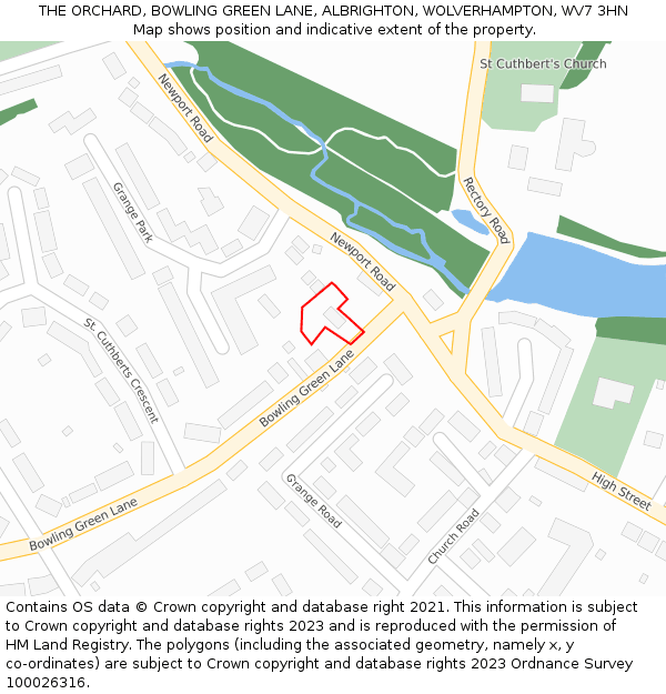 THE ORCHARD, BOWLING GREEN LANE, ALBRIGHTON, WOLVERHAMPTON, WV7 3HN: Location map and indicative extent of plot