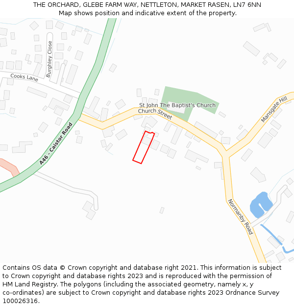 THE ORCHARD, GLEBE FARM WAY, NETTLETON, MARKET RASEN, LN7 6NN: Location map and indicative extent of plot