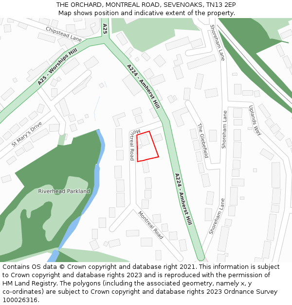 THE ORCHARD, MONTREAL ROAD, SEVENOAKS, TN13 2EP: Location map and indicative extent of plot