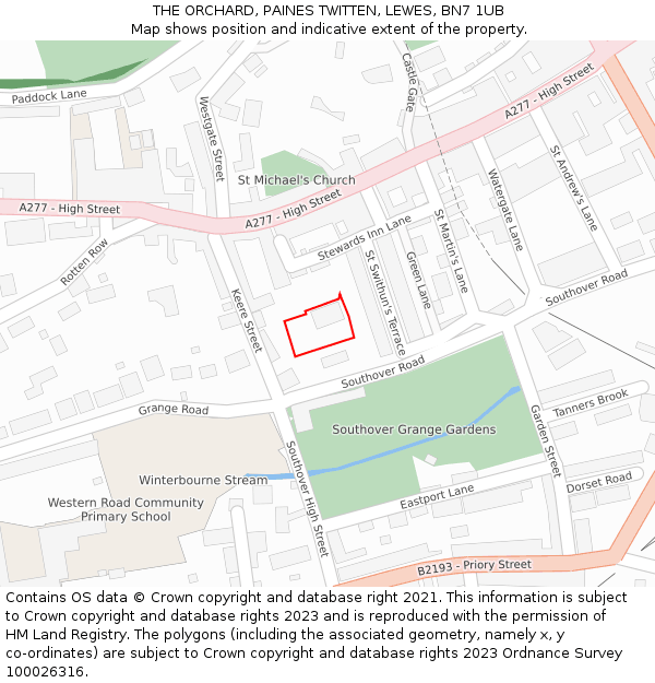 THE ORCHARD, PAINES TWITTEN, LEWES, BN7 1UB: Location map and indicative extent of plot