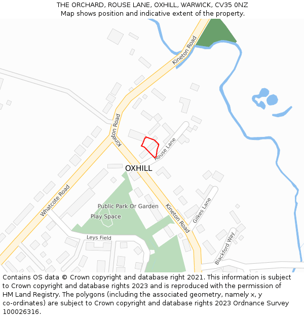 THE ORCHARD, ROUSE LANE, OXHILL, WARWICK, CV35 0NZ: Location map and indicative extent of plot