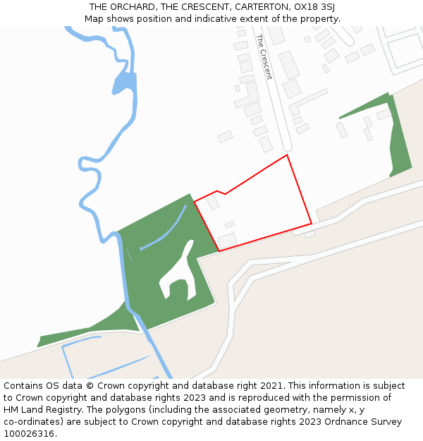 THE ORCHARD, THE CRESCENT, CARTERTON, OX18 3SJ: Location map and indicative extent of plot
