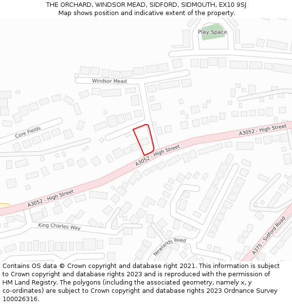 THE ORCHARD, WINDSOR MEAD, SIDFORD, SIDMOUTH, EX10 9SJ: Location map and indicative extent of plot