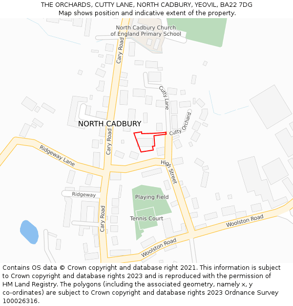 THE ORCHARDS, CUTTY LANE, NORTH CADBURY, YEOVIL, BA22 7DG: Location map and indicative extent of plot