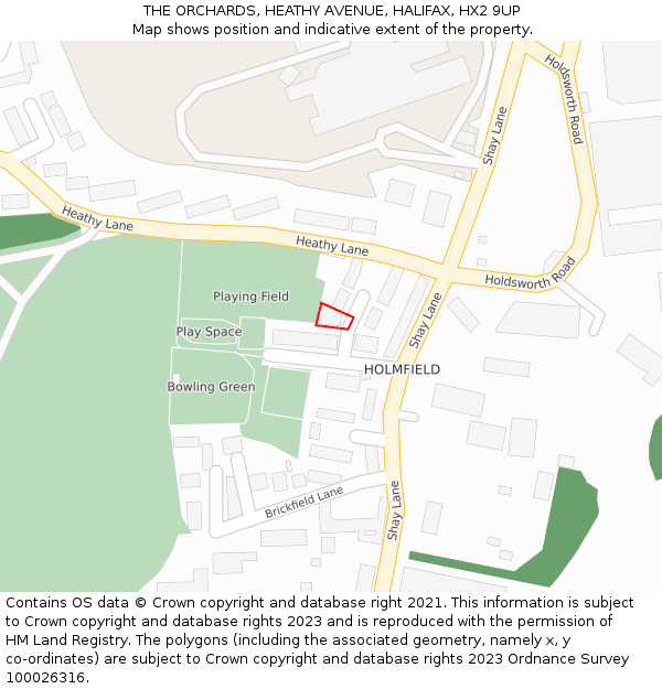 THE ORCHARDS, HEATHY AVENUE, HALIFAX, HX2 9UP: Location map and indicative extent of plot