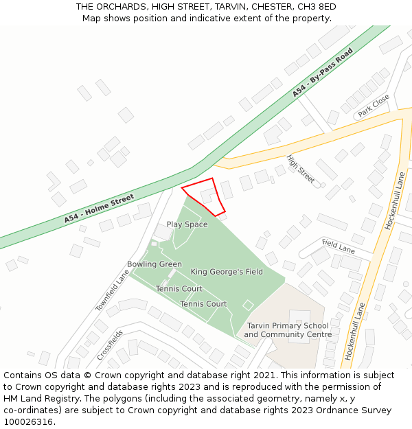 THE ORCHARDS, HIGH STREET, TARVIN, CHESTER, CH3 8ED: Location map and indicative extent of plot