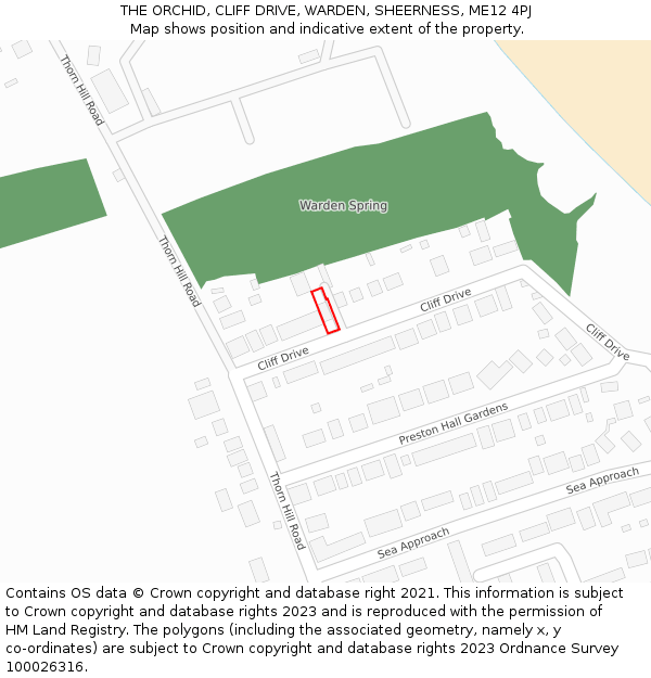 THE ORCHID, CLIFF DRIVE, WARDEN, SHEERNESS, ME12 4PJ: Location map and indicative extent of plot