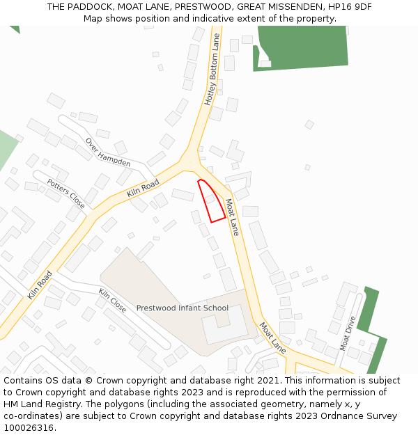 THE PADDOCK, MOAT LANE, PRESTWOOD, GREAT MISSENDEN, HP16 9DF: Location map and indicative extent of plot