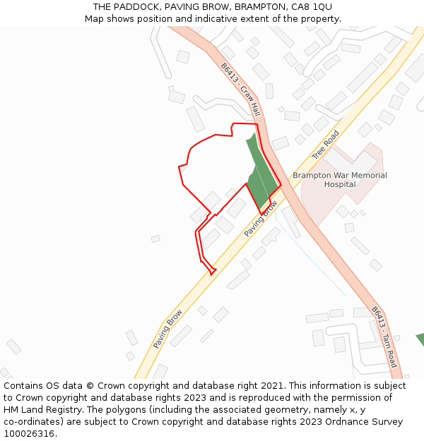 THE PADDOCK, PAVING BROW, BRAMPTON, CA8 1QU: Location map and indicative extent of plot