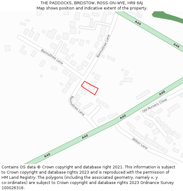 THE PADDOCKS, BRIDSTOW, ROSS-ON-WYE, HR9 6AJ: Location map and indicative extent of plot