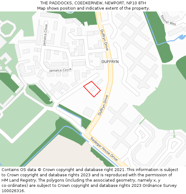 THE PADDOCKS, COEDKERNEW, NEWPORT, NP10 8TH: Location map and indicative extent of plot