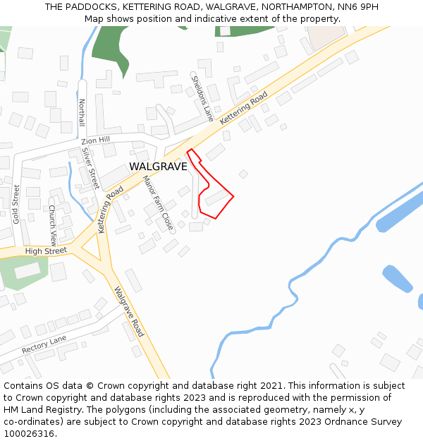 THE PADDOCKS, KETTERING ROAD, WALGRAVE, NORTHAMPTON, NN6 9PH: Location map and indicative extent of plot