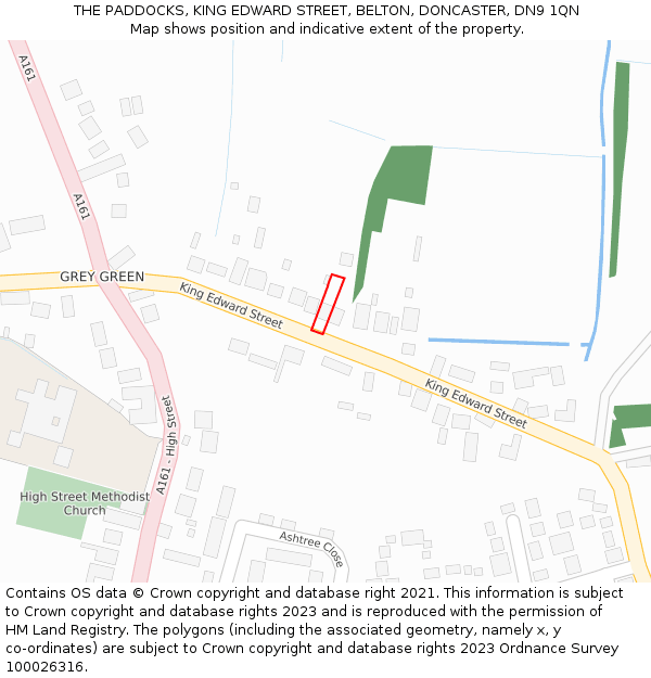 THE PADDOCKS, KING EDWARD STREET, BELTON, DONCASTER, DN9 1QN: Location map and indicative extent of plot