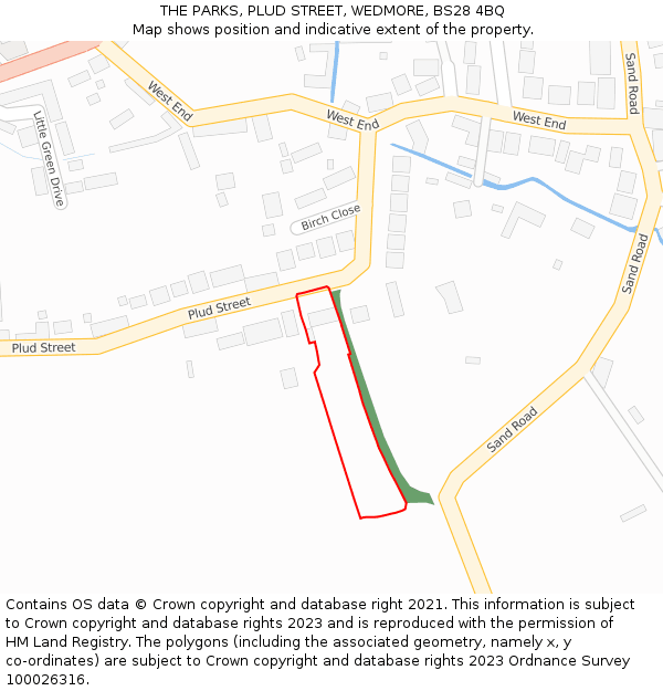 THE PARKS, PLUD STREET, WEDMORE, BS28 4BQ: Location map and indicative extent of plot