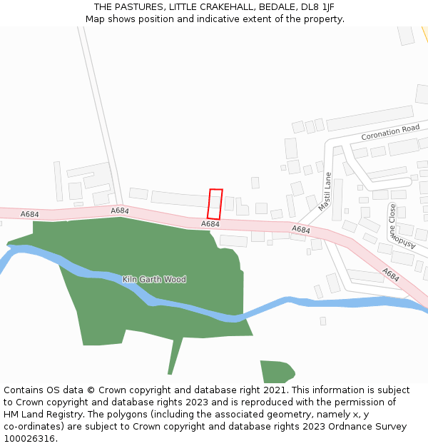 THE PASTURES, LITTLE CRAKEHALL, BEDALE, DL8 1JF: Location map and indicative extent of plot