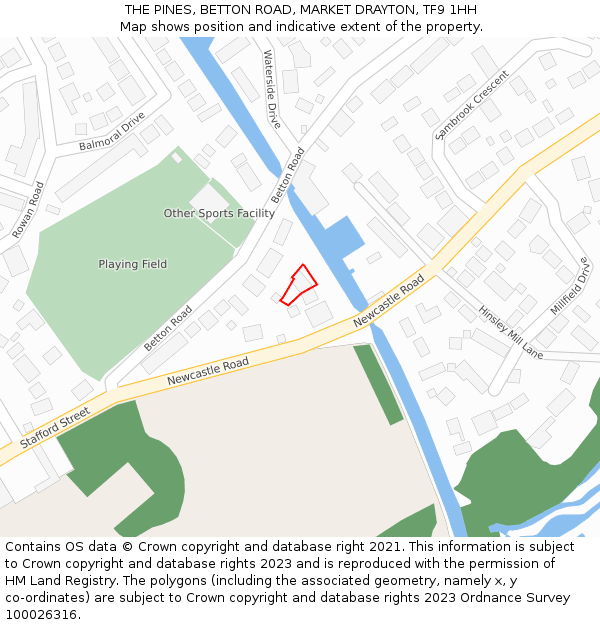 THE PINES, BETTON ROAD, MARKET DRAYTON, TF9 1HH: Location map and indicative extent of plot