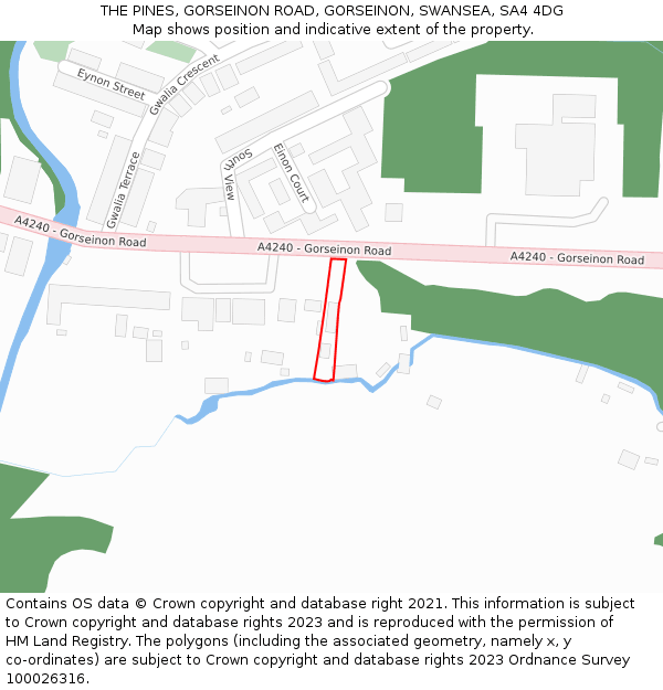 THE PINES, GORSEINON ROAD, GORSEINON, SWANSEA, SA4 4DG: Location map and indicative extent of plot