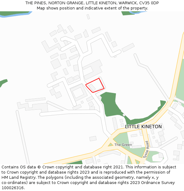 THE PINES, NORTON GRANGE, LITTLE KINETON, WARWICK, CV35 0DP: Location map and indicative extent of plot