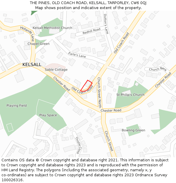 THE PINES, OLD COACH ROAD, KELSALL, TARPORLEY, CW6 0QJ: Location map and indicative extent of plot