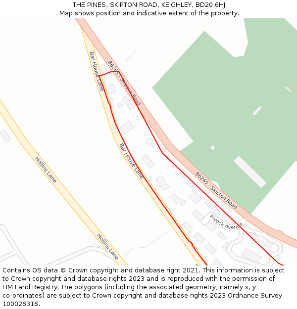 THE PINES, SKIPTON ROAD, KEIGHLEY, BD20 6HJ: Location map and indicative extent of plot