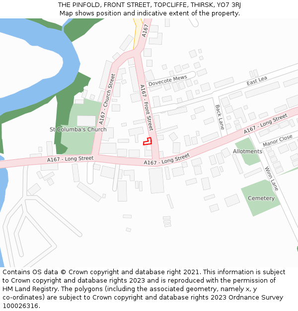 THE PINFOLD, FRONT STREET, TOPCLIFFE, THIRSK, YO7 3RJ: Location map and indicative extent of plot