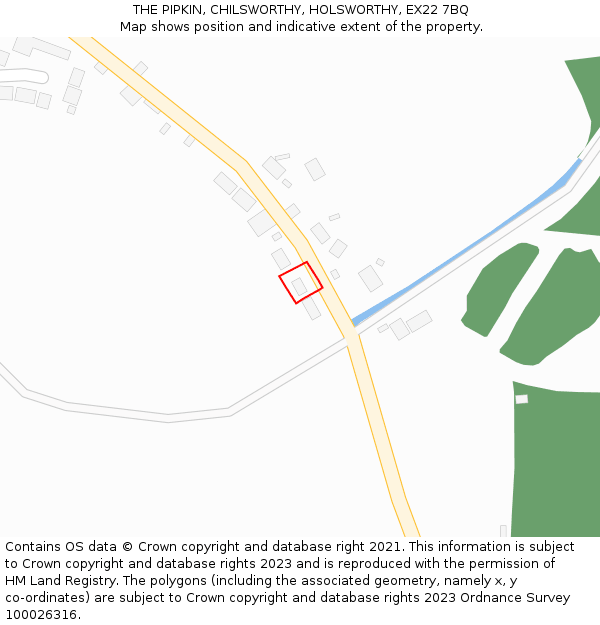 THE PIPKIN, CHILSWORTHY, HOLSWORTHY, EX22 7BQ: Location map and indicative extent of plot