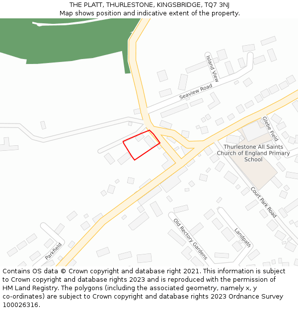 THE PLATT, THURLESTONE, KINGSBRIDGE, TQ7 3NJ: Location map and indicative extent of plot