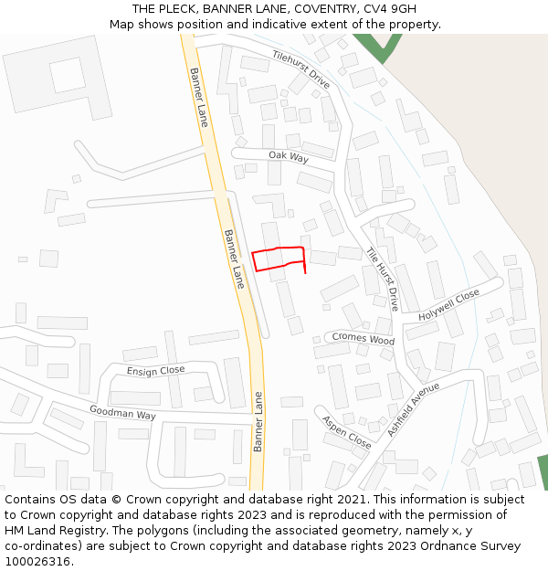 THE PLECK, BANNER LANE, COVENTRY, CV4 9GH: Location map and indicative extent of plot