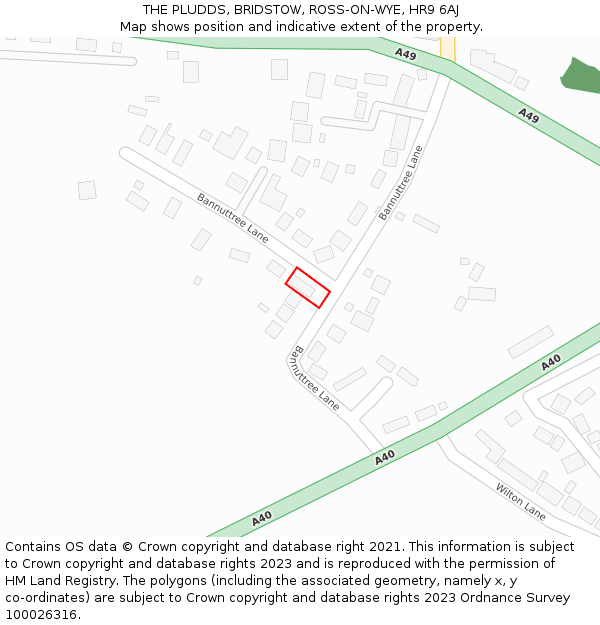 THE PLUDDS, BRIDSTOW, ROSS-ON-WYE, HR9 6AJ: Location map and indicative extent of plot