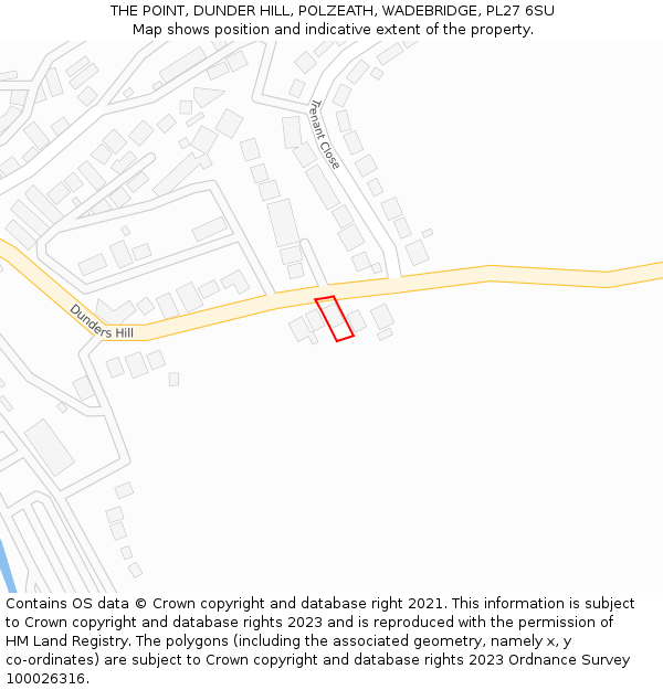 THE POINT, DUNDER HILL, POLZEATH, WADEBRIDGE, PL27 6SU: Location map and indicative extent of plot