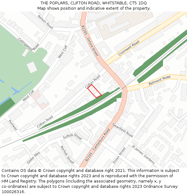 THE POPLARS, CLIFTON ROAD, WHITSTABLE, CT5 1DQ: Location map and indicative extent of plot
