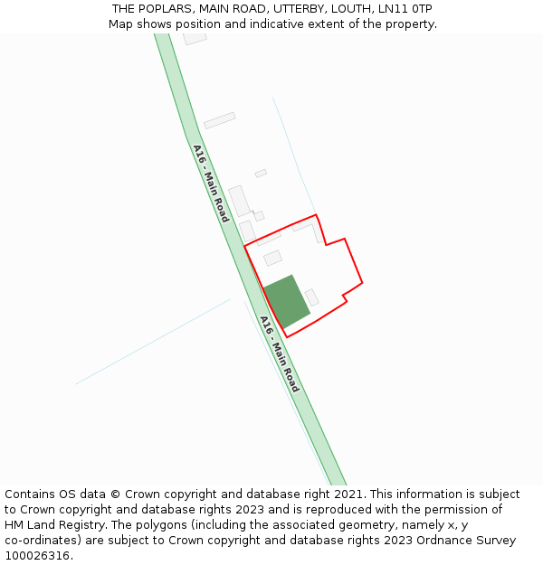 THE POPLARS, MAIN ROAD, UTTERBY, LOUTH, LN11 0TP: Location map and indicative extent of plot