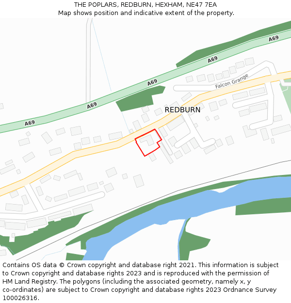 THE POPLARS, REDBURN, HEXHAM, NE47 7EA: Location map and indicative extent of plot