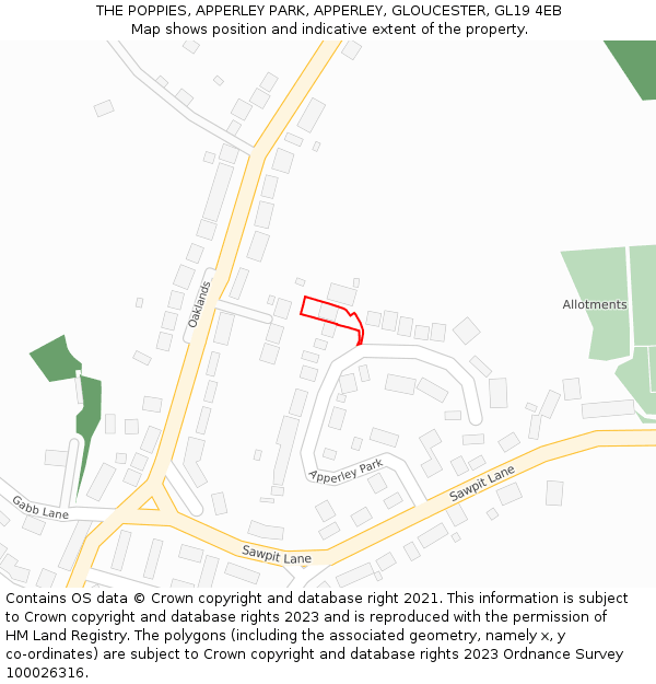 THE POPPIES, APPERLEY PARK, APPERLEY, GLOUCESTER, GL19 4EB: Location map and indicative extent of plot