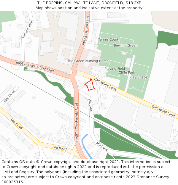 THE POPPINS, CALLYWHITE LANE, DRONFIELD, S18 2XP: Location map and indicative extent of plot
