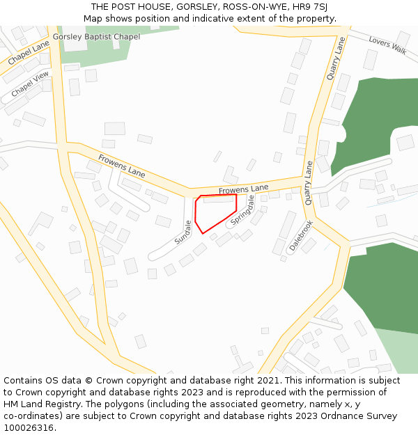 THE POST HOUSE, GORSLEY, ROSS-ON-WYE, HR9 7SJ: Location map and indicative extent of plot