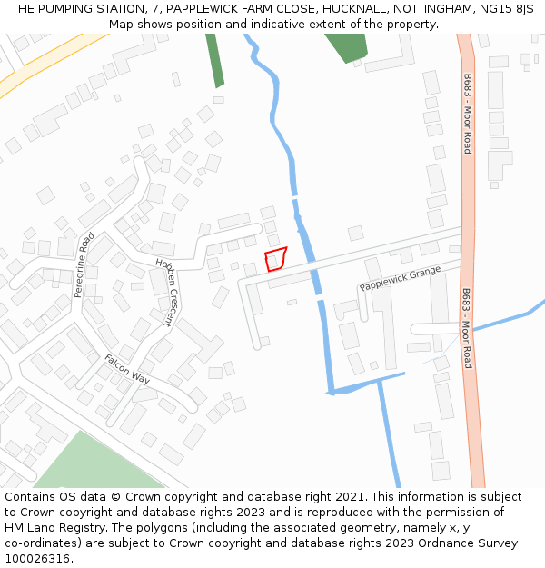 THE PUMPING STATION, 7, PAPPLEWICK FARM CLOSE, HUCKNALL, NOTTINGHAM, NG15 8JS: Location map and indicative extent of plot