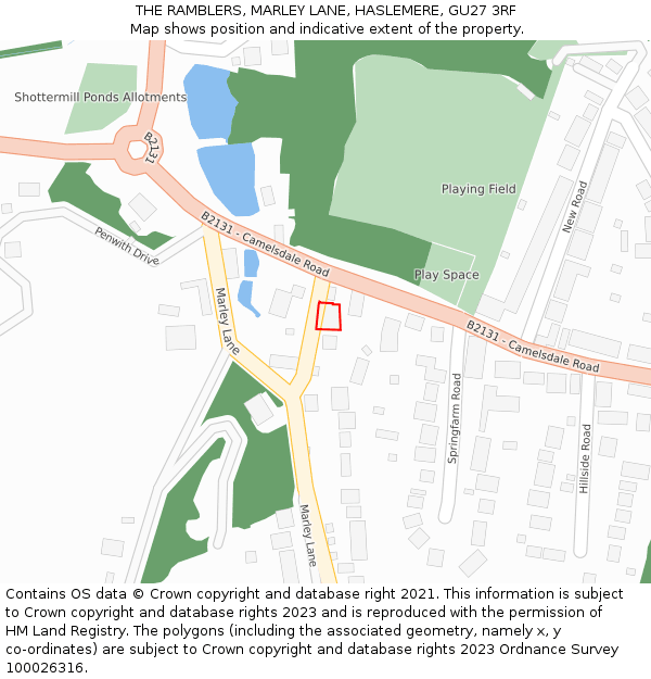 THE RAMBLERS, MARLEY LANE, HASLEMERE, GU27 3RF: Location map and indicative extent of plot