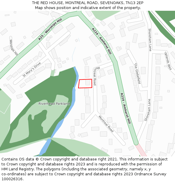 THE RED HOUSE, MONTREAL ROAD, SEVENOAKS, TN13 2EP: Location map and indicative extent of plot