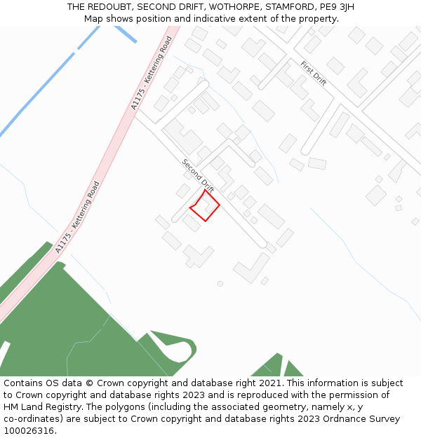 THE REDOUBT, SECOND DRIFT, WOTHORPE, STAMFORD, PE9 3JH: Location map and indicative extent of plot