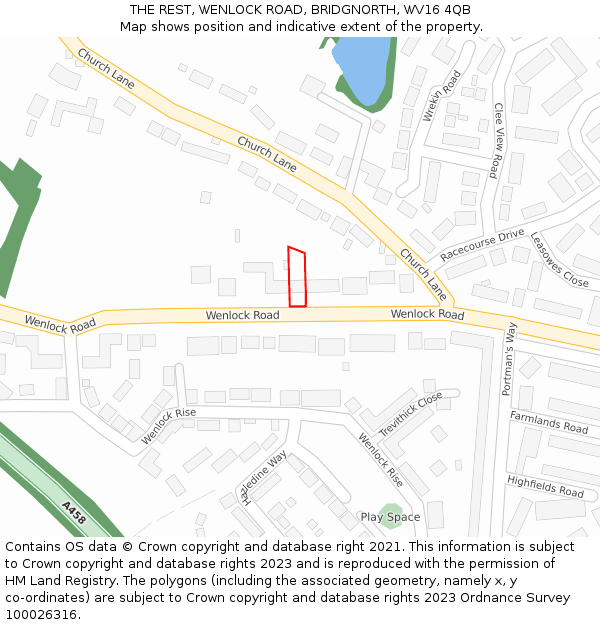 THE REST, WENLOCK ROAD, BRIDGNORTH, WV16 4QB: Location map and indicative extent of plot