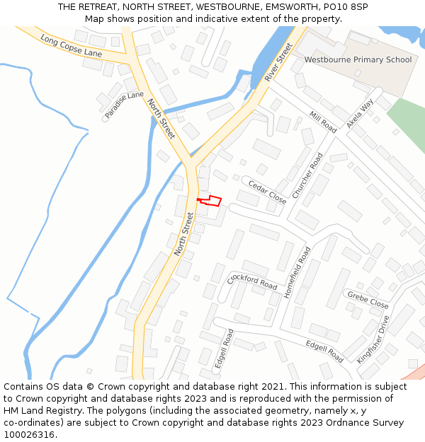 THE RETREAT, NORTH STREET, WESTBOURNE, EMSWORTH, PO10 8SP: Location map and indicative extent of plot