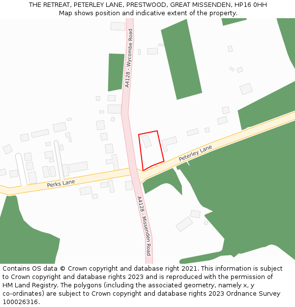 THE RETREAT, PETERLEY LANE, PRESTWOOD, GREAT MISSENDEN, HP16 0HH: Location map and indicative extent of plot