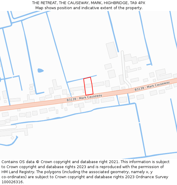 THE RETREAT, THE CAUSEWAY, MARK, HIGHBRIDGE, TA9 4PX: Location map and indicative extent of plot