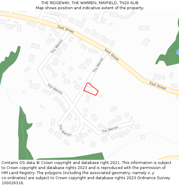 THE RIDGEWAY, THE WARREN, MAYFIELD, TN20 6UB: Location map and indicative extent of plot