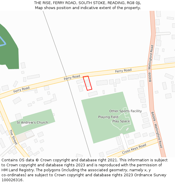 THE RISE, FERRY ROAD, SOUTH STOKE, READING, RG8 0JL: Location map and indicative extent of plot