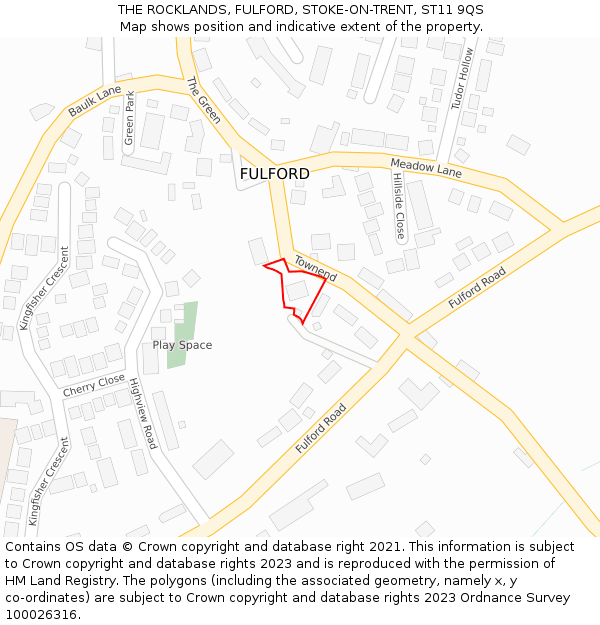 THE ROCKLANDS, FULFORD, STOKE-ON-TRENT, ST11 9QS: Location map and indicative extent of plot