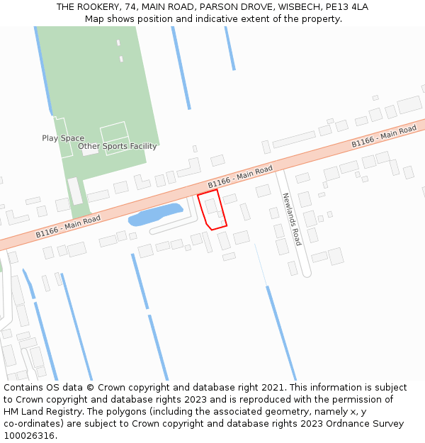 THE ROOKERY, 74, MAIN ROAD, PARSON DROVE, WISBECH, PE13 4LA: Location map and indicative extent of plot