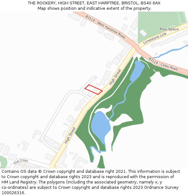 THE ROOKERY, HIGH STREET, EAST HARPTREE, BRISTOL, BS40 6AX: Location map and indicative extent of plot